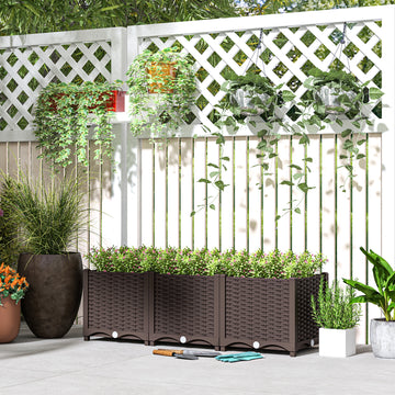 Plastic Raised Garden Bed, Outdoor Planter Box with Drainage Holes for Patio, Balcony, 47.2