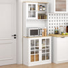 Kitchen Buffet with Hutch, Storage Pantry with 3 Cabinets, 2 Open Shelves and Large Countertop