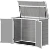 41 Cu. Ft. Outdoor Storage Shed, Outdoor Horizontal Trash Can Storage with Chain Lid, Lockable Storage Box, Grey