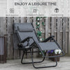 Outdoor Zero Gravity Reclining Lounger Chair with Canopy Shade, Side Tray, Cupholder, Light Grey