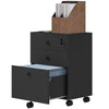 3-Drawer Small Filing Cabinet with Lock, Vertical Office Storage Cabinet with Wheels for Home Office, White