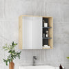 Wall Mount Medicine Cabinet with Mirror, Bathroom Cabinet Storage Organizer with 2 Doors, Cupboards and Shelves, Natural