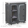 Aluminum Camping Table, Camping Kitchen Station Cook Cupborad with 3-Shelf, Storage Organiser for BBQ Party Picnic Grey