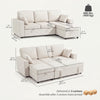 Modular Sectional Sofa Bed with Reversible Storage Ottoman, Pull Out Sleeper Sofa with Spring Cushion, Beige