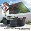 Double-Sided Patio Umbrella Parasol with Tilt, Adjustable Height, Vents and 12 Ribs, for Garden, Deck, Grey