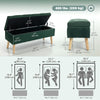 Storage Ottoman with Lid, Velvet Upholstered Storage Bench with Wood Legs for Living Room, Dark Green