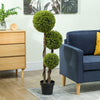45 Inch Potted Fake Plant, Artificial Boxwood Topiary Tree, Triple Ball Tree for Indoor and Outdoor, Green