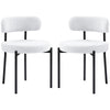 2 Pieces Kitchen Chairs, Modern Dining Chairs w/ Berber Fleece Upholstery and Steel Legs for Living Room, Cream White