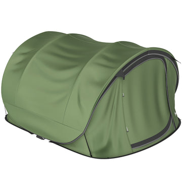 Family Tent  Pop-Up Camping Tent with 2 Doors 2 Windows for 4-5 Person Waterproof Green