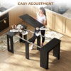 Extendable Dining Table, Expandable Kitchen Table for Small Spaces, Seats up to 6 People, Dark, Distressed Black