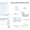 Wooden White Porch Rocking Chair Patio Rocking Single Leisure Reclining Seat Armchair