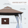 10' x 10' Double Tier Garden Gazebo Canopy Outdoor Sunshade Tent Anti-UV Roof with Metal Frame, Coffee
