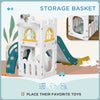 Qaba 5 in 1 Toddler Slide with Basketball Hoop, Climber, Telescope, Storage Basket, for 1-3 Years Kids Indoor Use, Yellow
