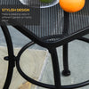 Square Outdoor Side Table, Metal Outdoor Patio Table, Garden Coffee Side Bistro Tables with Mesh Grid Top for Balcony, Porch, Backyard, 17.7