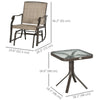 3 Piece Patio Glider Set Outdoor Gliders with Breathable Mesh Seat, Glass Top Table for Garden, Yard, Mixed Brown