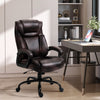 PU Leather Executive Office Chair with High Back, Adjustable Height and Swivel Wheels, 400LBS Capacity, Brown