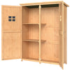 4x1.5ft Wooden Garden Storage Shed, Outdoor Tool Cabinet Organizer with Windows and Double Door, Nature Wood
