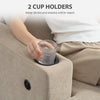 3 Seater Sofa with USB Ports & Cup Holders, Chenille-Feel Upholstered Couch for Living Room