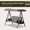 3 Seater Porch Swing Heavy Duty Outdoor Swing Chair Outdoor Lounge Hammock Cushioned Seat W/ Tilt Canopy