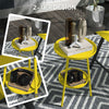 Round Garden Table, 2-Tier Small Side Table, Metal Patio Table Coffee Table Dining Table, Yellow