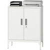 Office Storage Cabinet with Lock, Filing Cabinet with Adjustable Shelves and Doors for Home Office, Garage, White