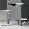 Narrow Bathroom Cabinet with 3 Drawers and 2 Tier Shelf, Tall Cupboard Freestanding Linen Tower, Grey