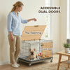 Foldable Dog Crate, 24 Inch Metal Dog Cage with Removable Tray, Lockable Wheels, 2 Doors for Small Medium Breeds, Black