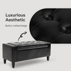 Storage Ottoman Bench, PU Leather Upholstered Bench with Tufted Design, Black