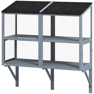 Catio Outdoor Cat Enclosure Wall-Mounted 2-Level Outdoor Cat House with Waterproof Roof 39.4
