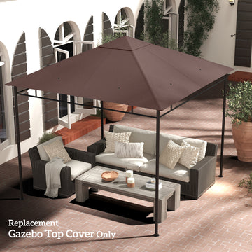 10' x 10' Square Gazebo Canopy Replacement UV Protected Top Cover Sun Shade Coffee