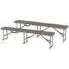 6 ft Plastic Bench Seat, 2 PC Portable Foldable Folding Bench with Carrying Handle for Picnic Camping, Distressed Brown