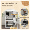 Catio Outdoor, Elevated Design, with Wheels, Resting Box, Water-Resistant, Multi Platforms, White & Grey