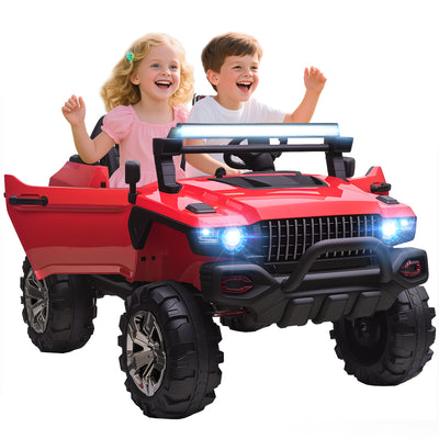 Kids 2 Seater Ride-On Car Police Truck Electric with LED Lights & MP3 for Kids White
