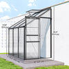6' x 4' Aluminum Lean-to Greenhouse Polycarbonate Walk-in Garden Greenhouse with Adjustable Roof Vent, Rain Gutter and Sliding Door for Winter, Dark Grey