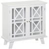 Storage Cabinet with Fretwork Doors and Shelf, Modern Freestanding Sideboard, Buffet, White