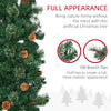 7.5ft Pencil Christmas Tree, Artificial Christmas with Pine Needles, Realistic Branches, Pine Cones, Metal Base, Green