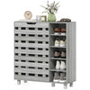 Shoe Cabinet, 21 Pair Shoe Storage Cabinet Organizer with 5-tier Double Door Cabinet and 5-tier Open Shelves, Light Grey