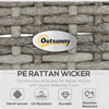 6 Pcs Patio Furniture Set, Rattan Outdoor Furniture Set with 3 Seater Sofa, Armchairs, Footstools and Table, Dark Grey
