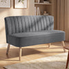 Modern 2 Seat Sofa for Bedroom, Upholstered Two Seater Couch with Rubber Wood Legs