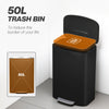 Fingerprint-proof Kitchen Trash Can, 13.2 Gallon Garbage Can with Soft-close Lid and Foot Pedal, Black