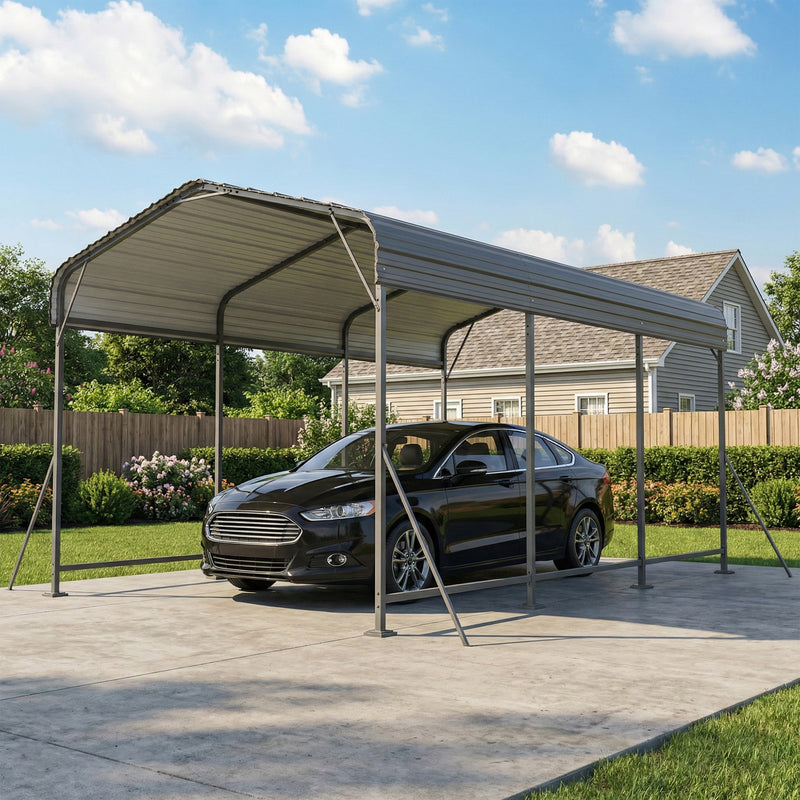 10 x 15FT Metal Carport, Heavy-Duty Carport Canopy with Reinforced Frame & Galvanized Steel Roof