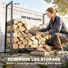 4 ft Firewood Rack with Customisable Width & Height, Cable Reinforcement, 616 lb Capacity Log Store Indoors, Black