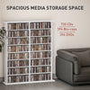 8-Tier DVD Shelf with 12 Adjustable Shelves, Double CD Shelf, Holds 720 CDs, 396 DVDs or 396 Blu-rays, White