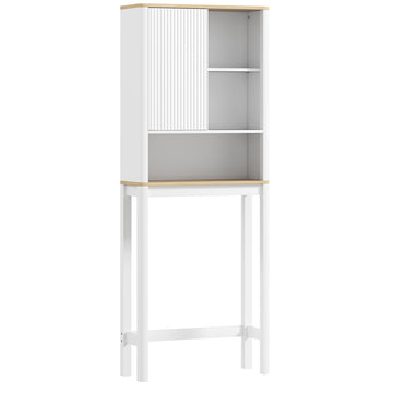 Over The Toilet Storage Cabinet, Bathroom Space Saver Cabinet with Adjustable Shelf, Bathroom Organizer, White