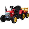 12V Kids Ride on Tractor with Trailer, Remote Control, Music Start up Sound and Horn, USB, LED Lights