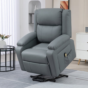 Lift Chair for Seniors, PU Leather Upholstered Electric Recliner Chair with Remote, Side Pockets, Quick Assembly