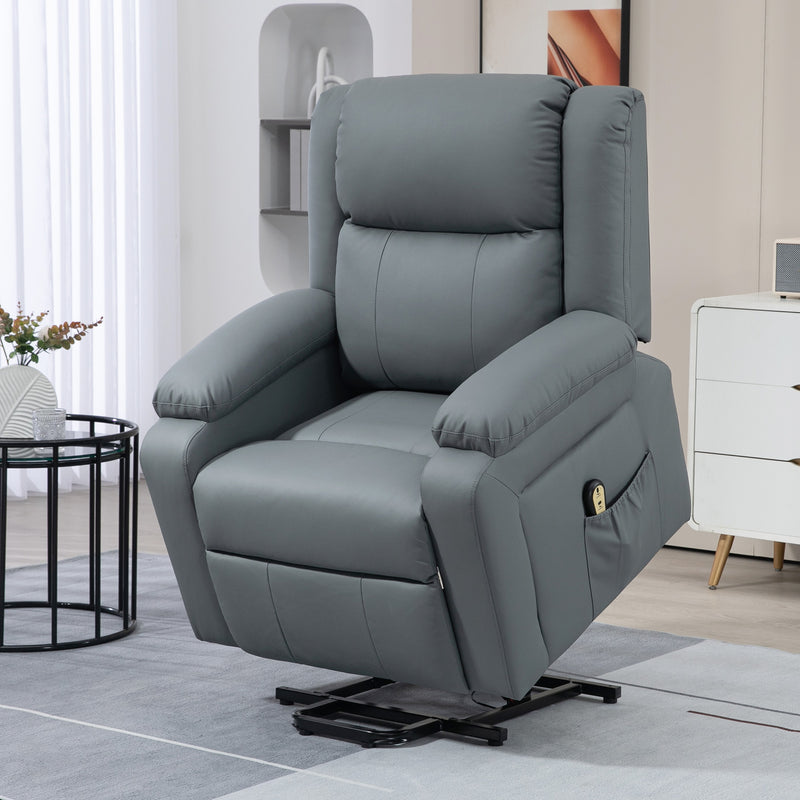Lift Chair for Seniors, PU Leather Upholstered Electric Recliner Chair with Remote, Side Pockets, Quick Assembly