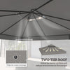 10' x 10' Gazebo Canopy Replacement Cover, 2-Tier Garden Gazebo Roof Replacement, UPF30+, TOP COVER ONLY, Grey