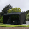 10' x 13' Outdoor Pergola, Wall Mounted Hardtop Lean-to Gazebo with 2 Curtains and 2 Nettings, UV Resistant, for Patio, Deck
