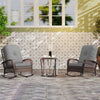 Outdoor Wicker Rattan Rocking Chair Set of 2, Patio Rocker with Thick Cushions for Garden Backyard Porch, Grey